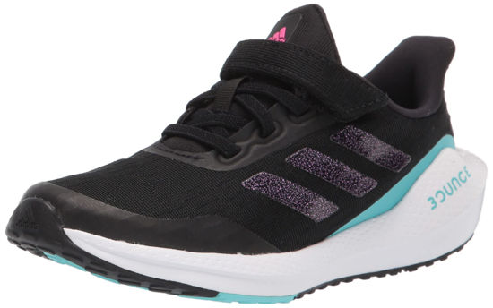 Picture of adidas Unisex-Baby EQ21 Running Shoe, Black/Shock Pink/Pulse Aqua (Elastic), 8.5 - Size: 8.5