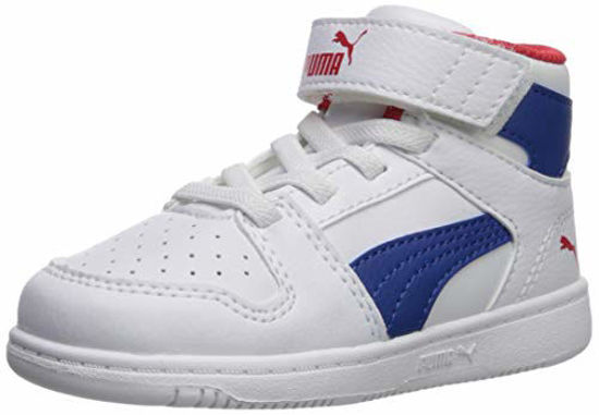 Picture of PUMA Unisex-Baby Rebound Layup Hook and Loop Sneaker, White-Galaxy Blue-high Risk Red, 5 M US Toddler - Size: 5 Toddler