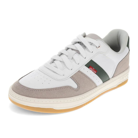 Picture of Levi's Mens Drive Lo Synthetic Leather Casual Lace Up Sneaker Shoe, White/Cappuccino/Forest Green, 9 M - Size: 9