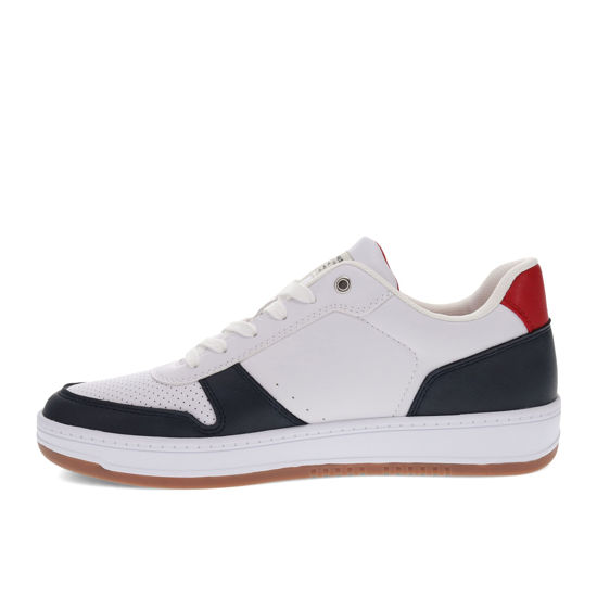 Picture of Levi's Mens Drive Lo Vegan Synthetic Leather Casual Lace-Up Sneaker Shoe, White/Navy/Red, 7.5 M - Size: 7.5