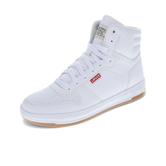 Picture of Levi's Kids Drive Hi Synthetic Leather Casual Hightop Sneaker Shoe, White/Gum, 1 M - Size: 1 Little Kid