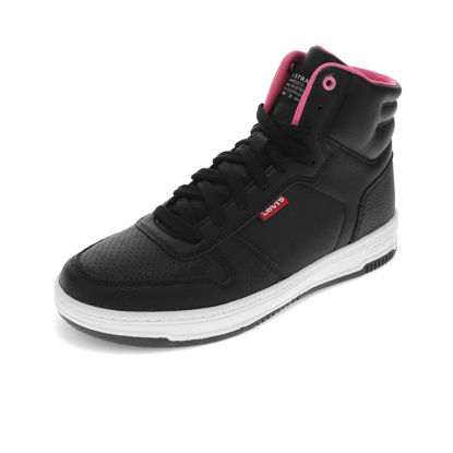 Picture of Levi's Kids Drive Hi Synthetic Leather Casual Hightop Sneaker Shoe, Black/Pink, 2 M - Size: 2 Little Kid