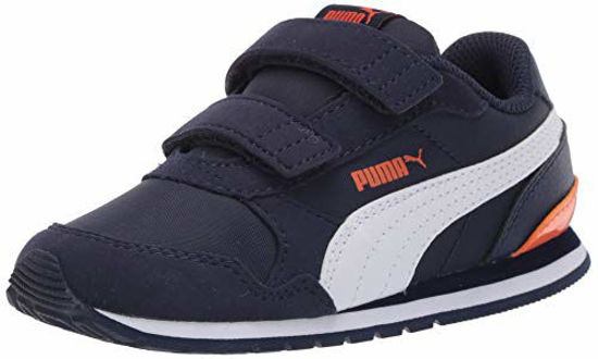 Picture of PUMA Unisex ST Runner Velcro Sneaker, Peacoat White-Firecracker, 13.5 M US Little Kid - Size: 13.5 Little Kid