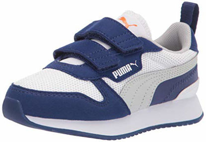 Picture of PUMA Kids' R78 Hook and Loop Sneaker, White-Gray Violet-Elektro Blue - Size: 3.5 Little Kid