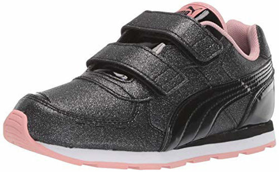 Picture of PUMA Girls' Vista Glitz Velcro Sneaker, Black-Bridal Rose White, 8 M US Toddler - Size: 8 Toddler