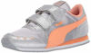 Picture of PUMA girls Cabana Racer Glitz Velcro Sneaker, Puma Silver-cantaloupe-puma White, 2 Little Kid US - Size: 2 Little Kid