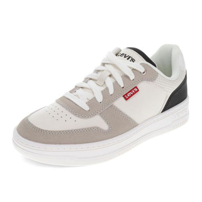 Picture of Levi's Womens Drive Lo Synthetic Leather Casual Lace Up Sneaker Shoe, White/Sand/Black, 8 M - Size: 8