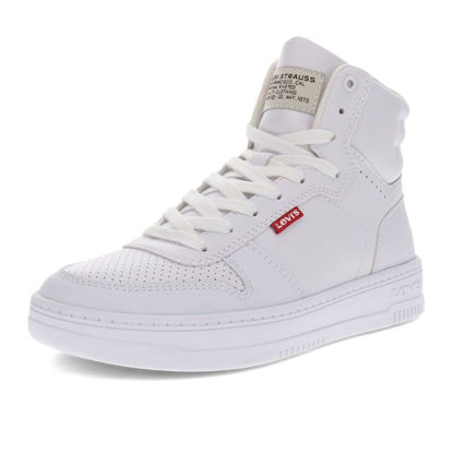 Picture of Levi's Womens Drive Hi Synthetic Leather Casual Hightop Sneaker Shoe, White Mono, 7 M - Size: 7