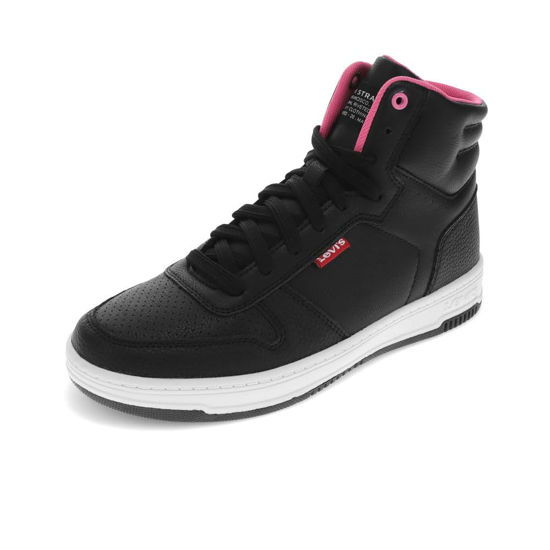 Picture of Levi's Kids Drive Hi Synthetic Leather Casual Hightop Sneaker Shoe, Black/Pink, 1 M - Size: 1 Little Kid