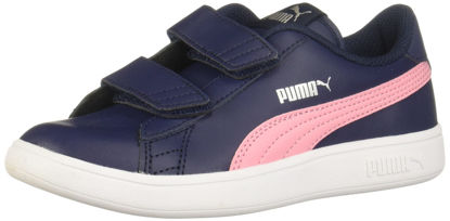 Picture of PUMA Kids Smash 2 Leather Hook and Loop Sneaker, Peacoat-Peony, 5 US Unisex Toddler - Size: 5 Toddler