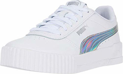 Picture of PUMA Girls Carina Sneaker, White Silver, 4.5 Big Kid - Size: 4.5 Big Kid