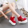 Picture of Women Fashion Platform Sneakers Wide Width High Hidden Heel Wedge Walking Shoes Flower (7.5, Red) - Size: 7.5