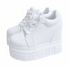 Picture of ACE SHOCK Women Fashion Platform Sneakers Wide Width High Hidden Heel Wedge Walking Shoes (8, Without Flower White) - Size: 8