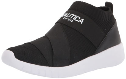 Picture of Nautica Women Vivien Fashion Slip-On Sneaker Comfort Running Shoes with High Sock and Thick Heel-Black Size-10 - Size: 10