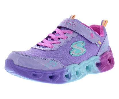 Picture of Skechers Lights Heart Lights Color Hoyful PS Girls Shoes Size 3, Color: Lavender/Multi Colored - Size: 3 Little Kid