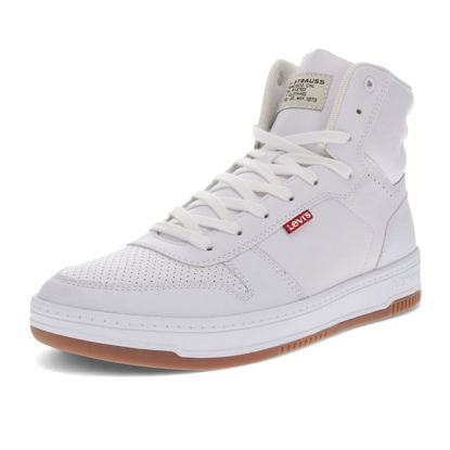 Picture of Levi's Mens Drive Hi Synthetic Leather Casual Hightop Sneaker Shoe, White/Gum, 7 M - Size: 7