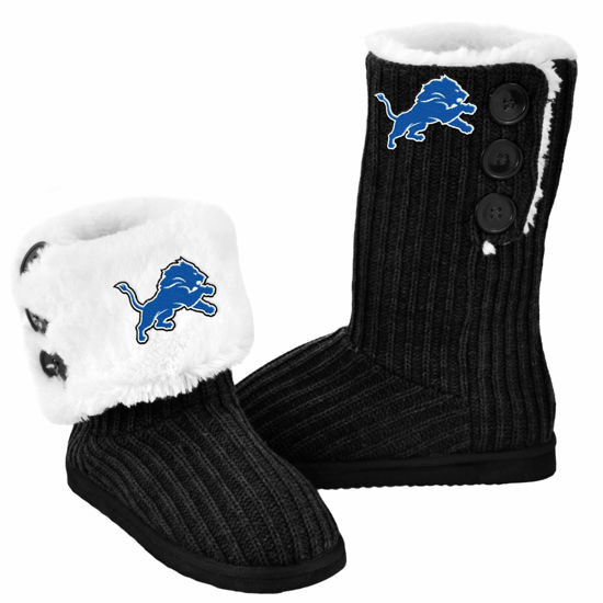 Picture of NFL Detroit Lions Knit High End Button Boots, X-Large (11-12"), Black - Size: 46002