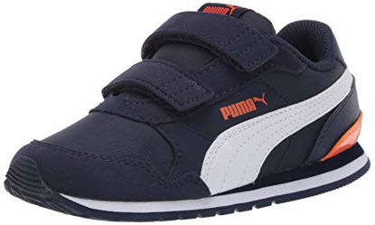 Picture of PUMA unisex child St Runner 2 Hook and Loop Sneaker, Peacoat-puma White-firecracker, 3 Little Kid US - Size: 3 Little Kid