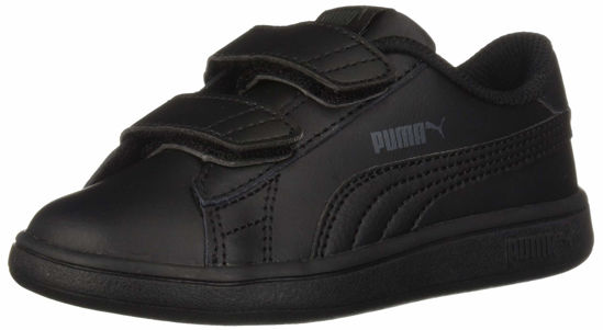 Picture of PUMA girls Smash 2 Leather Hook and Loop Sneaker, Black, 10 Toddler US - Size: 10 Toddler