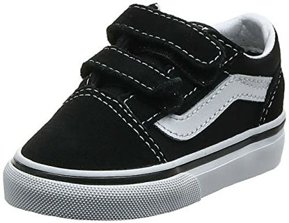 Picture of Vans Kids K Old Skool V Flame Cut Out Black True White Size 2 - Size: 2 Little Kid