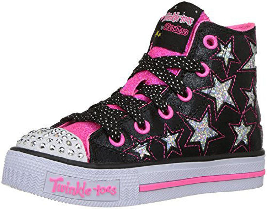 Picture of Skechers Kids Girls' Shuffles-Rockin Stars Sneaker,Black/neon Pink,13.5 M US Little Kid - Size: 13.5 M US Little Kid