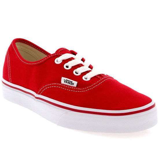 Picture of Vans Mens Authentic Canvas Sneakers Lace Up Casual Plimsolls Unisex Shoe - Red - 8 - Size: 8