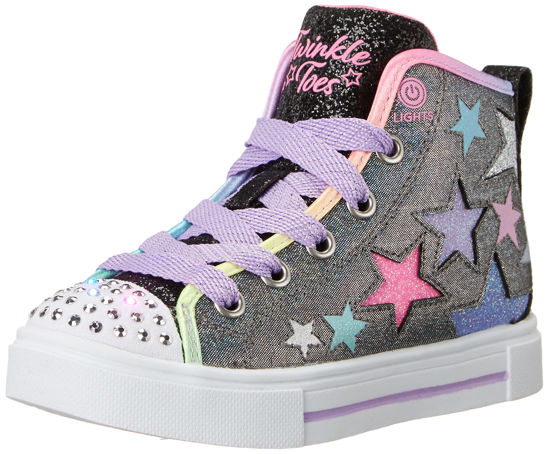 Picture of Skechers Kids Girls Twinkle Sparks-Star Glitz Sneaker, Black/Multi, 2 Little Kid - Size: 2 Little Kid