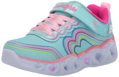 Picture of Skechers Kids Lights-Retro Hearts Sneaker, Turquoise/Multi, 7 US Unisex Toddler - Size: 7 Toddler