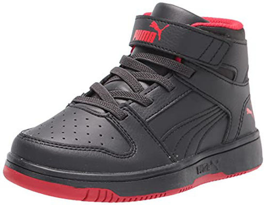 Picture of PUMA Rebound Layup Hook and Loop Sneaker, Phantom Black-Phantom Black-Urban Red, 13 US Unisex Little Kid - Size: 13 Little Kid