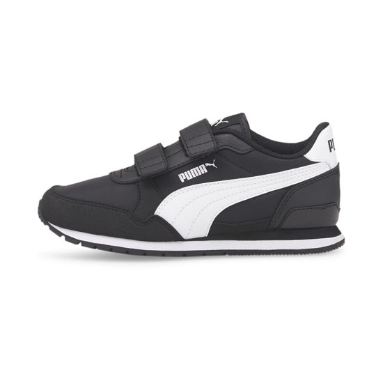 Picture of PUMA ST Runner Hook and Loop Sneaker, Black/White, 2.5 US Unisex Little Kid - Size: 2.5 Little Kid