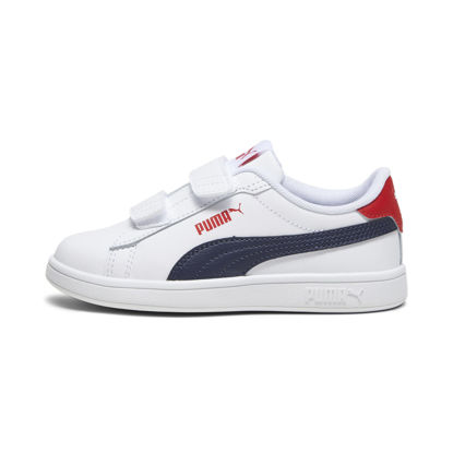 Picture of PUMA Smash Hook and Loop Sneaker, White Navy-for All Time Red, 2 US Unisex Little Kid - Size: 2 Little Kid