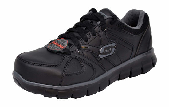 Picture of Skechers Women Synergy Sandlot Lace-Up Work Shoe, Black/Charcoal, 7.5 M US - Size: 7.5