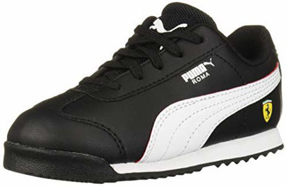 Picture of PUMA Unisex-Kid's Ferrari Roma Sneaker, Black White-Rosso Corsa, 1 M US Little Kid - Size: 1 Little Kid