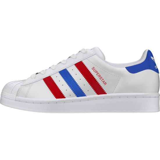 Picture of adidas Originals Kids Superstar Sneaker, White/Blue/Scarlet, 7.5 US Unisex Toddler - Size: 7.5 Toddler