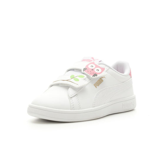 Picture of PUMA Smash 3.0 Hook and Loop Sneaker, Owl White-Strawberry Burst Black Gold, 1 US Unisex Little Kid - Size: 1 Little Kid