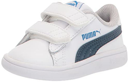 Picture of PUMA Smash 2 Leather Hook and Loop Sneaker White-Intense Blue, 11 US Unisex Little Kid - Size: 11 Little Kid