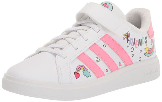 Picture of adidas Grand Court Tennis Shoe, FTWR White/Bliss Pink/Grey Two (Minnie Mouse) (Elastic), 6.5 US Unisex Big Kid - Size: 6.5 Big Kid