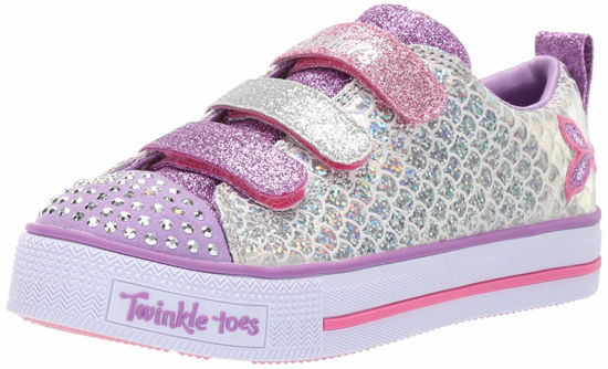 Picture of Skechers Kids Girls' Twinkle LITE-Sparkle Scales Sneaker, Silver/Multi, 1.5 Medium US Little Kid - Size: 1.5 Little Kid