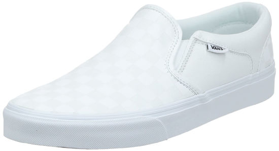 Picture of Vans Men's Asher Slip On Trainers, White Checkerboard White White W51, 6.5 - Size: 6.5