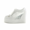 Picture of Women Wedges Sneakers with Hidden Heel Ankle High Platform Walking Shoes Fashion Bride Wedding Shoes (6, White-Pierced, Numeric_6) - Size: 6