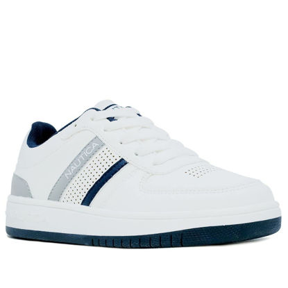 Picture of Nautica Sneakers Low-Top Lace Up Shoe for Boys Girls-Ryerson Youth-White Grey Size-5 - Size: 5 Big Kid