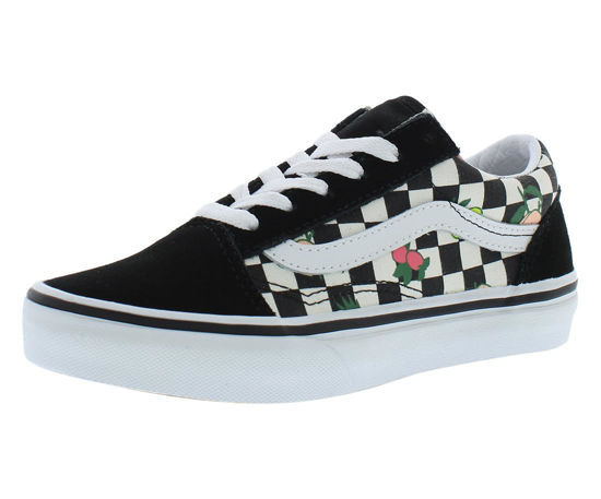 Picture of Vans Old Skool PS Boys Shoes Size 1, Color: Fruit Checkerboard Black-Black - Size: 1 Little Kid