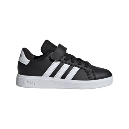 Picture of adidas Grand Court 2.0 Elastic Lace Sneaker, Black/White/Black, 1.5 US Unisex Little Kid - Size: 1.5 Little Kid