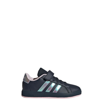 Picture of adidas Grand Court 2.0 Shoes (Little Kid) Sneaker, Aurora Ink/Iridescent/Clear Pink, 1 US Unisex Big - Size: 1 Big Kid