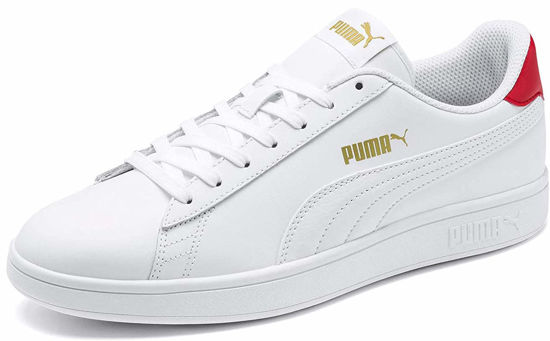 Picture of PUMA Men's Smash V2 Sneaker, White-High Risk red Team Gold, 7 M US - Size: 7