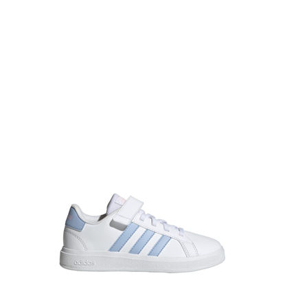 Picture of adidas Grand Court Court Elastic Lace and Top Strap Shoes Kids', White, Size 3.5 - Size: 3.5 Big Kid