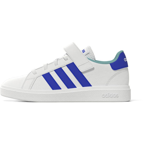 Picture of adidas Grand Court Court Elastic Lace and Top Strap Shoes Kids', White, Size 2.5 - Size: 2.5 Big Kid