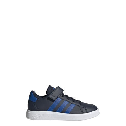 Picture of adidas Grand Court Court Elastic Lace and Top Strap Shoes Kids', Blue, Size 13K - Size: 13 Toddler