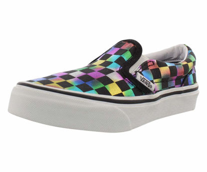 Picture of Vans Kids K Clasic Slip ON Iridescent Check Black TRU WHT Size 10.5 - Size: 10.5 Little Kid