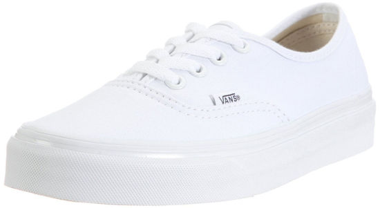 Picture of Vans Mens Authentic Canvas Sneakers Lace Up Casual Plimsolls Unisex Shoe - True White - 9.5 - Size: 9.5